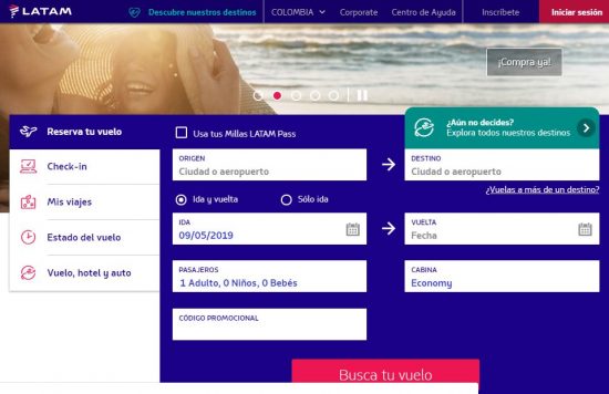 LATAM Airlines app screens